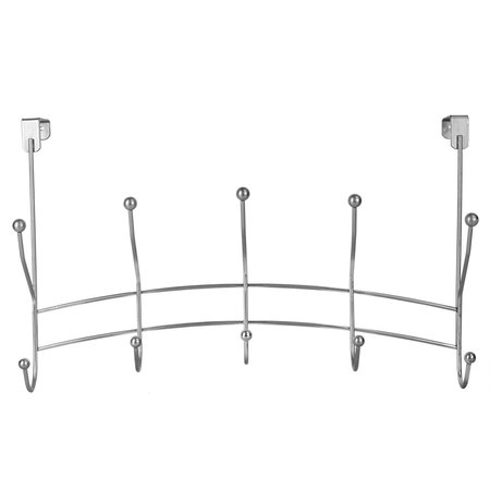 Home Basics Shelby 5 Hook Over the Door Hanging Rack, Silver DH47856